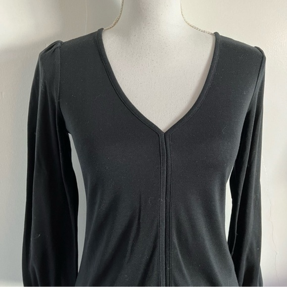J. Crew • Black Drapey V Neck Blouse - Picture 3 of 6